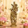 SVARUP Brass Krishna Krishan Murti Idol Statue Sculpture Golden 14 Inches