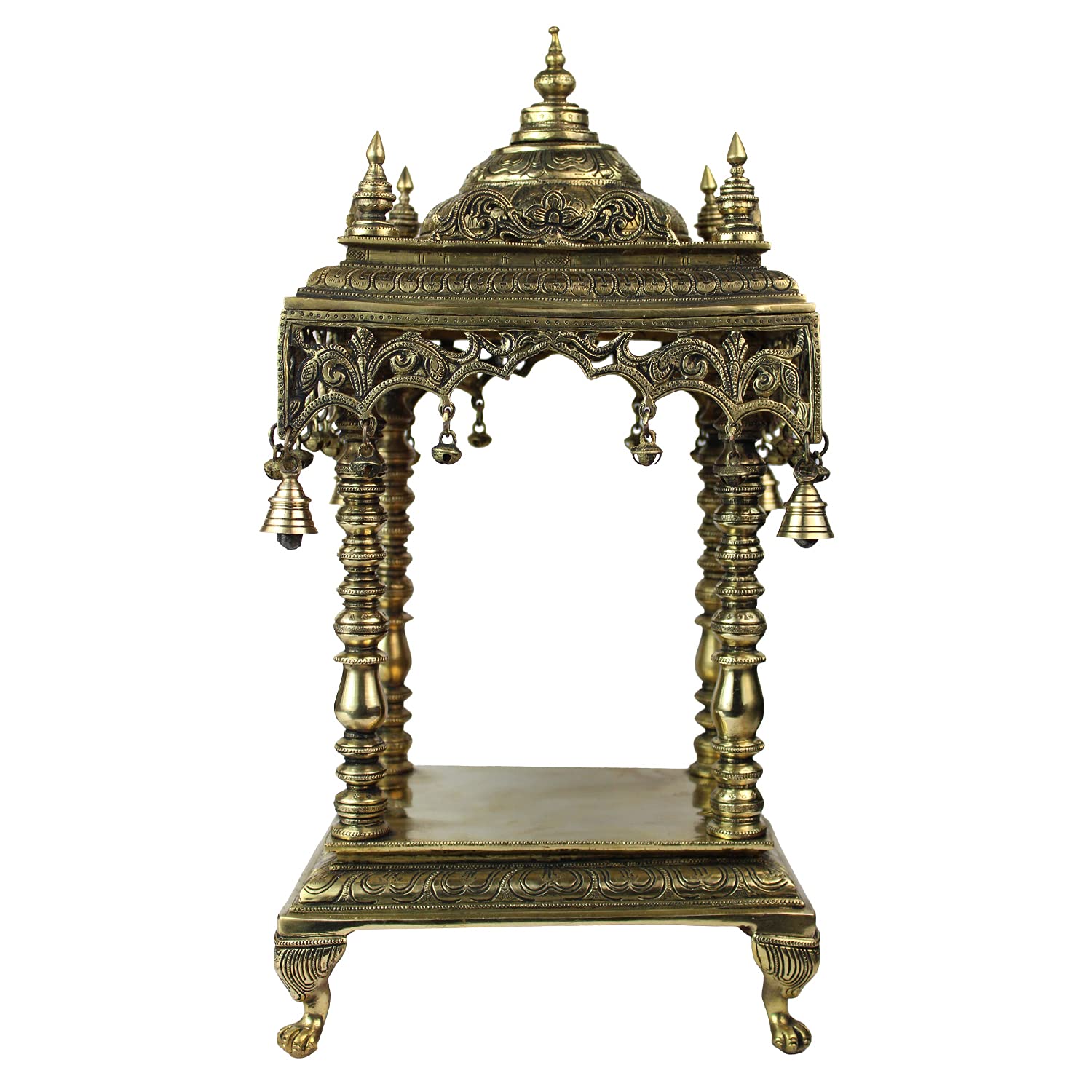 ARTVARKO Handcrafted Full Brass Temple Pooja Mandir for Living Room Pooja Decoration Religious Home Decor 21 Inches