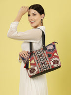 Anekaant Tribal Multi & Black Ikat Cotton Jacquard Tote Bag