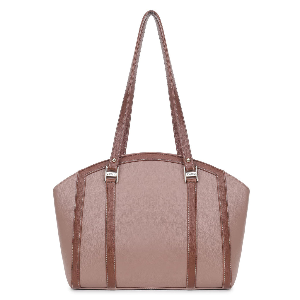 EXOTIC Shoulder Handbag for Women, Classic Fashion Design with Contrast Stitching (Peach)