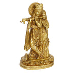 ARTVARKO Radha Krishna Brass Idol Statue Beautiful Divine Love Couple Sculpture Temple Puja Home Décor Gift Gold 10.5 Inches