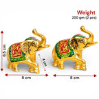 KridayKraft Elephant Set Metal Statue Small Size with Meena Work 2 pcs Set for Showpiece Enhance Your Home,Office Table,Animal Showpiece Figurines,Corporate Gift Article...