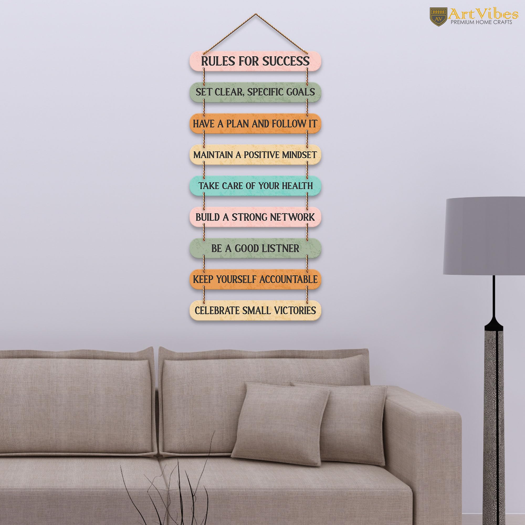 Artvibes Rules For Success Quote Wall Hanging Wooden Art | Quotes Decor Item | Wall Poster | Office Decor | Inspirational Quotes Wall Art | Mdf Wall Decoration | Gift Items (WH_9324N)