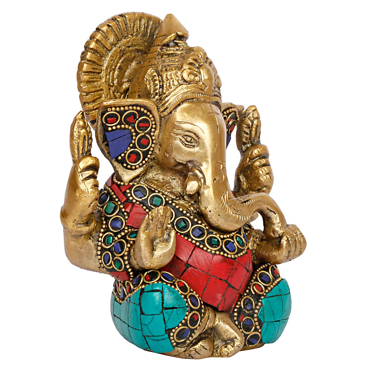 ARTVARKO Brass Idol Ganesha Murti Ganpati Statue for Home Decor Manidr Temple Office Gift Height 4.5