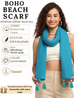 KE KANHA EXPORTS Cotton Scarf|Scarf for Women|Cotton Stole|Soft Beach Wrap|Tassel Design|Easily fits 180 * 50cm