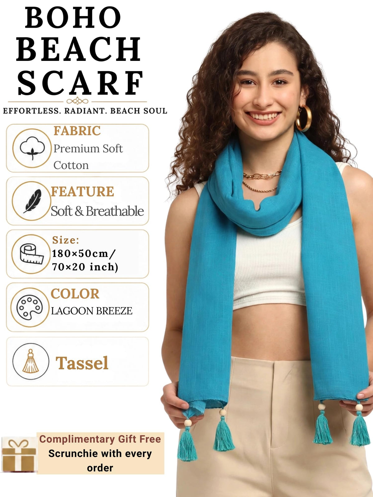 KE KANHA EXPORTS Cotton Scarf|Scarf for Women|Cotton Stole|Soft Beach Wrap|Tassel Design|Easily fits 180 * 50cm