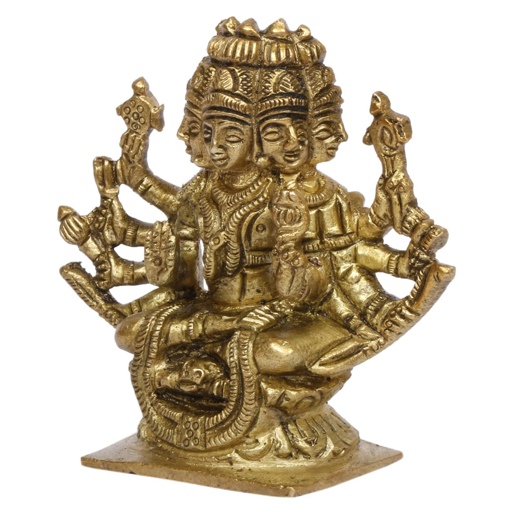ARTVARKO Brass Idol Gayatri MATA Devi Sitting on Lotus, Savitri Hindu Goddess, Mother of Vedas, for Puja Mandir Temple Gift Décor(Small Gold 7x3x7 Cm)