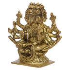 ARTVARKO Brass Idol Gayatri MATA Devi Sitting on Lotus, Savitri Hindu Goddess, Mother of Vedas, for Puja Mandir Temple Gift Décor(Small Gold 7x3x7 Cm)