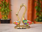 KridayKraft Love Birds Swanset Pair of Kissing Duck Metal Statue,Love for Romantic Gift to Boyfriend,Girlfriend,Decor Your Home,Office,Showcase,Animal Showpiece Figurines. (Stone 1)