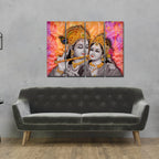VIBECRAFTS Shree Radha Krishna 4 Pieces Canvas Wall Painting Fitted With Wooden Frame For Home | Office | Living Room | Gifts (PTVC4Pcs1_13504)