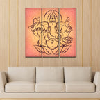 VIBECRAFTS 3 Pieces Beautiful Ganesha Canvas Wall Painting Fitted With Wooden Frame For Home | Office | Living Room | Gifts (PTVC3Pcs1_9555)
