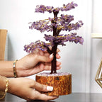 Natural Amethyst Crystal Tree for Spiritual Home Decor & Office Desk Decoration | Healing Crystals for Stress Relief & Emotional Balance | Vastu Decorative Showpieces for Housewarming Gift (500 Beads)