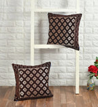 DECOMIZER Jacquard Geomteric Cushion Covers 16 Inch X 16 Inch Set Of 2 Ethnic Motifs 240 TC Cushion Covers,Design- Diamond,Color- Coffee