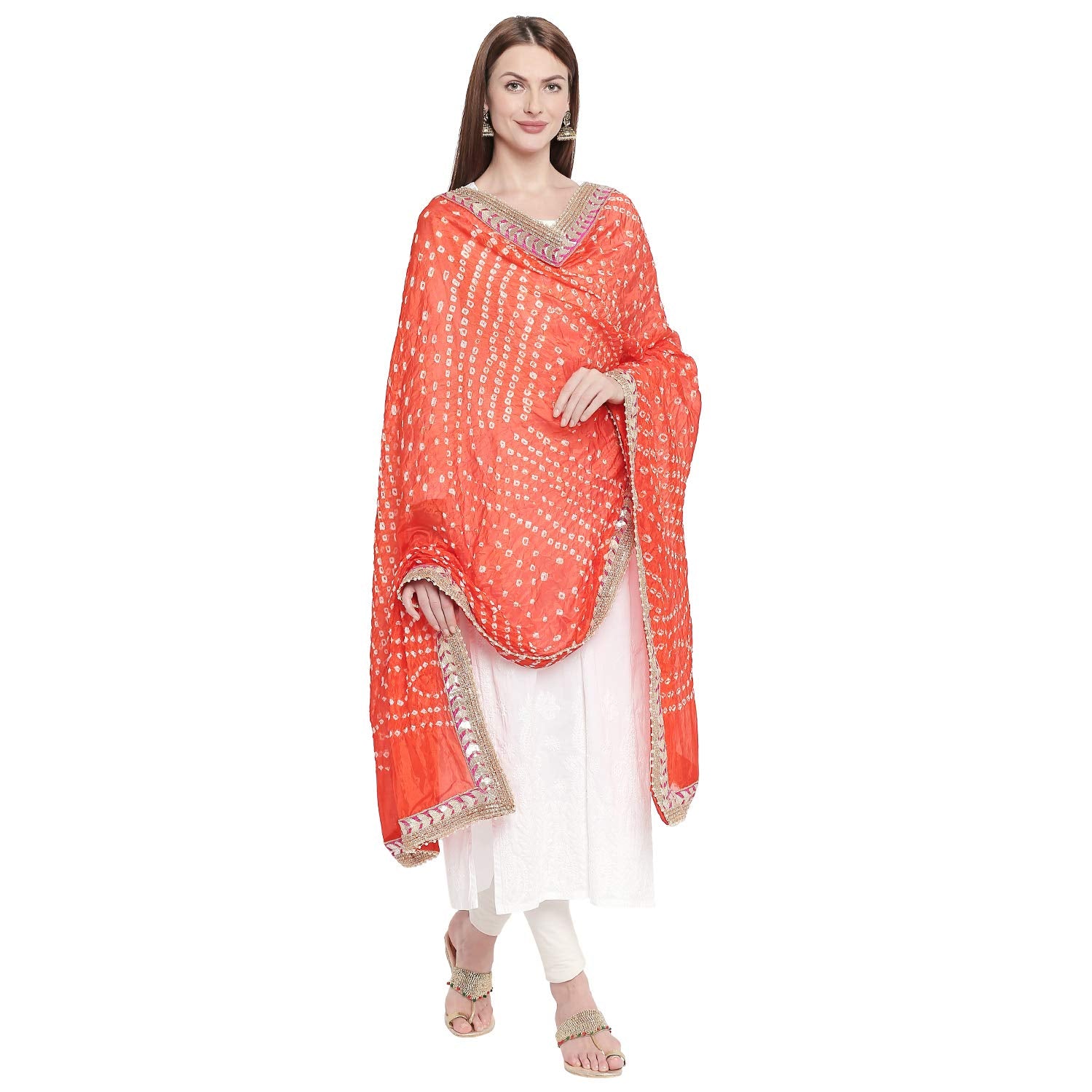 Dupatta Bazaar Women's Dupatta (DB1790_Orange_Free Size)