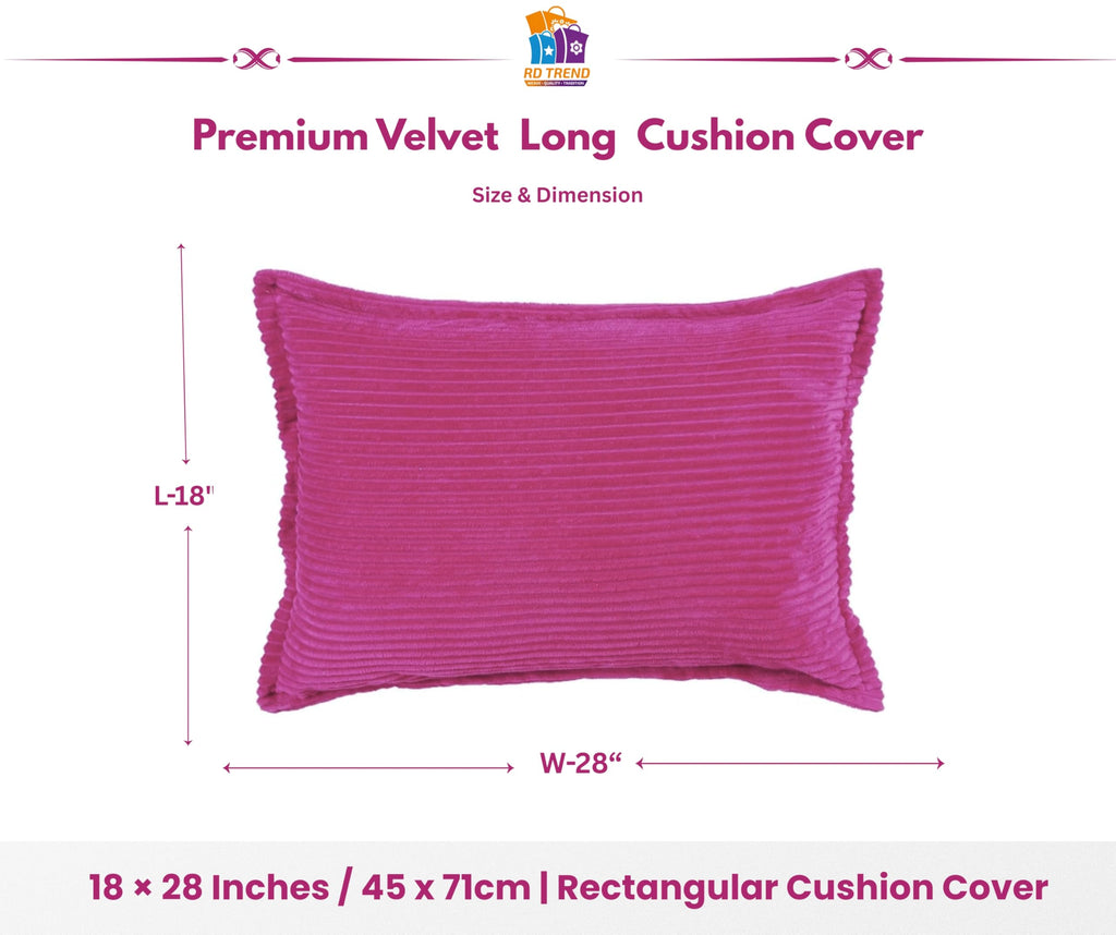 RD TREND® Corduroy Self Stripe 250 GSM Rectangular 18x 28 Inches Cushion Covers Set of 2 | Throw Pillow Covers for Sofa, Bed & Living Room | Perfect for Home Décor Magenta