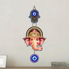 Artvibes Shree Ganesha Nazar Raksha Wall Hanging for Home Entrance | Evil Eye Protection Decor for Living Room Bedroom Office Temple | Positive Energy Spiritual MDF Decorative Gift Item (WH_8563N)