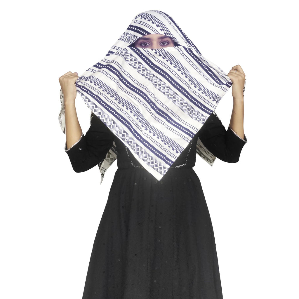 Switchon Rayon Anti Pollution Full face Scarf UV Sun Rays Protection Hijab scarf for women - Free Size (Blue and White)