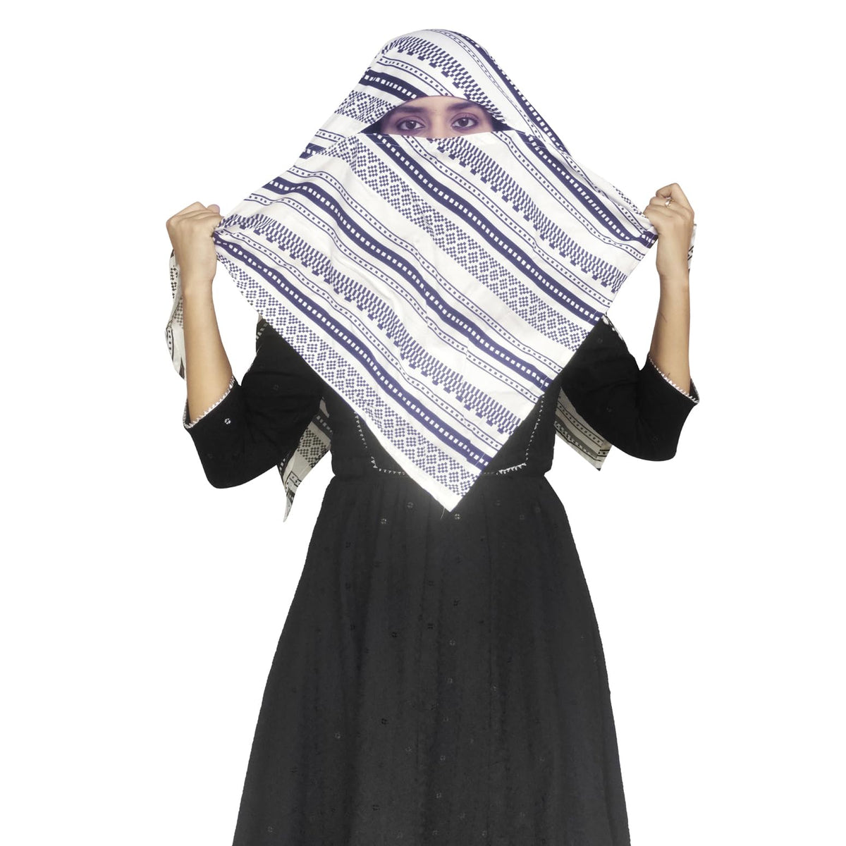 Switchon Rayon Anti Pollution Full face Scarf UV Sun Rays Protection Hijab scarf for women - Free Size (Blue and White)