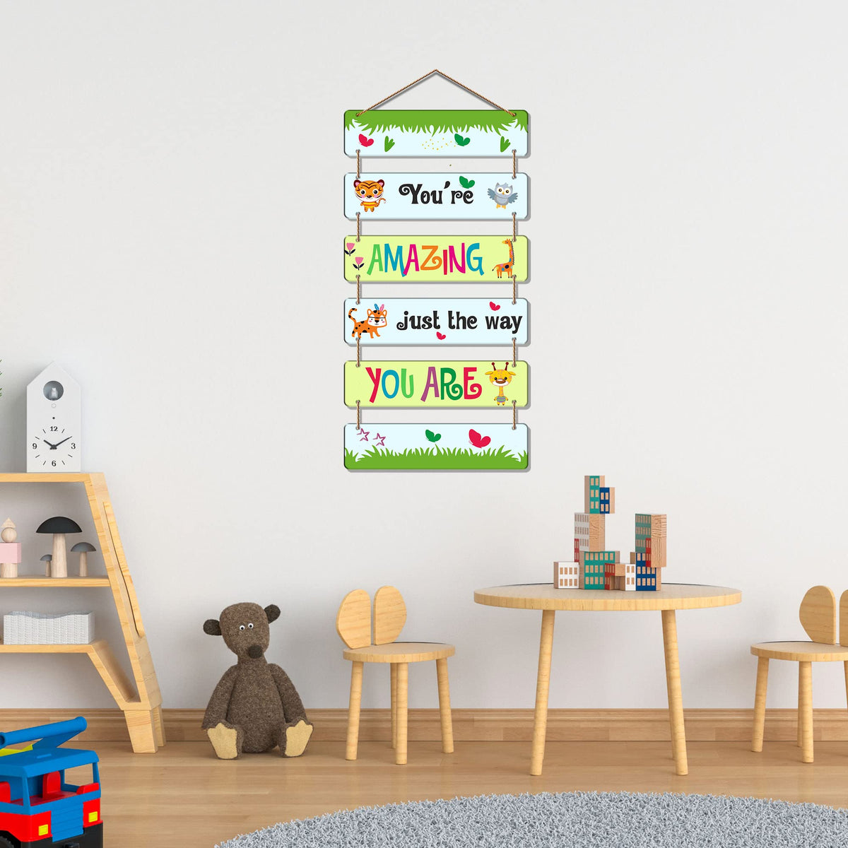Artvibes Decorative Wall Hanging Wooden Art Decoration item for Living Room | Bedroom | Home Decor | Gifts | Quotes Decor Item | Wall Art For Hall | Mdf Wall Decoration, Set of 6 (WH_3290NR)