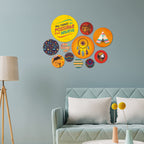 Artvibes Nature Round Shape MDF Wooden Wall Decor Items | Art For Wall | Door Decoration Items | Paintings For Wall | Wall Illustrations | Handcrafted Art | Unique Gift Items (WPS_104N), Set of 11