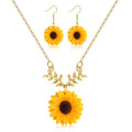 HAIAISO Sunflower Dangle Drop Earrings Sunflower Necklace for Women Handmade Sunflower Jewelry Set Gift, No Gemstone