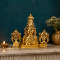 ARTVARKO Brass Lord Tirupati Balaji Lord Sri Venkateswara Balaji Face with Shankh Chakra Namah Idol Showpiece Home Décor Gold (22x8x21 cm)