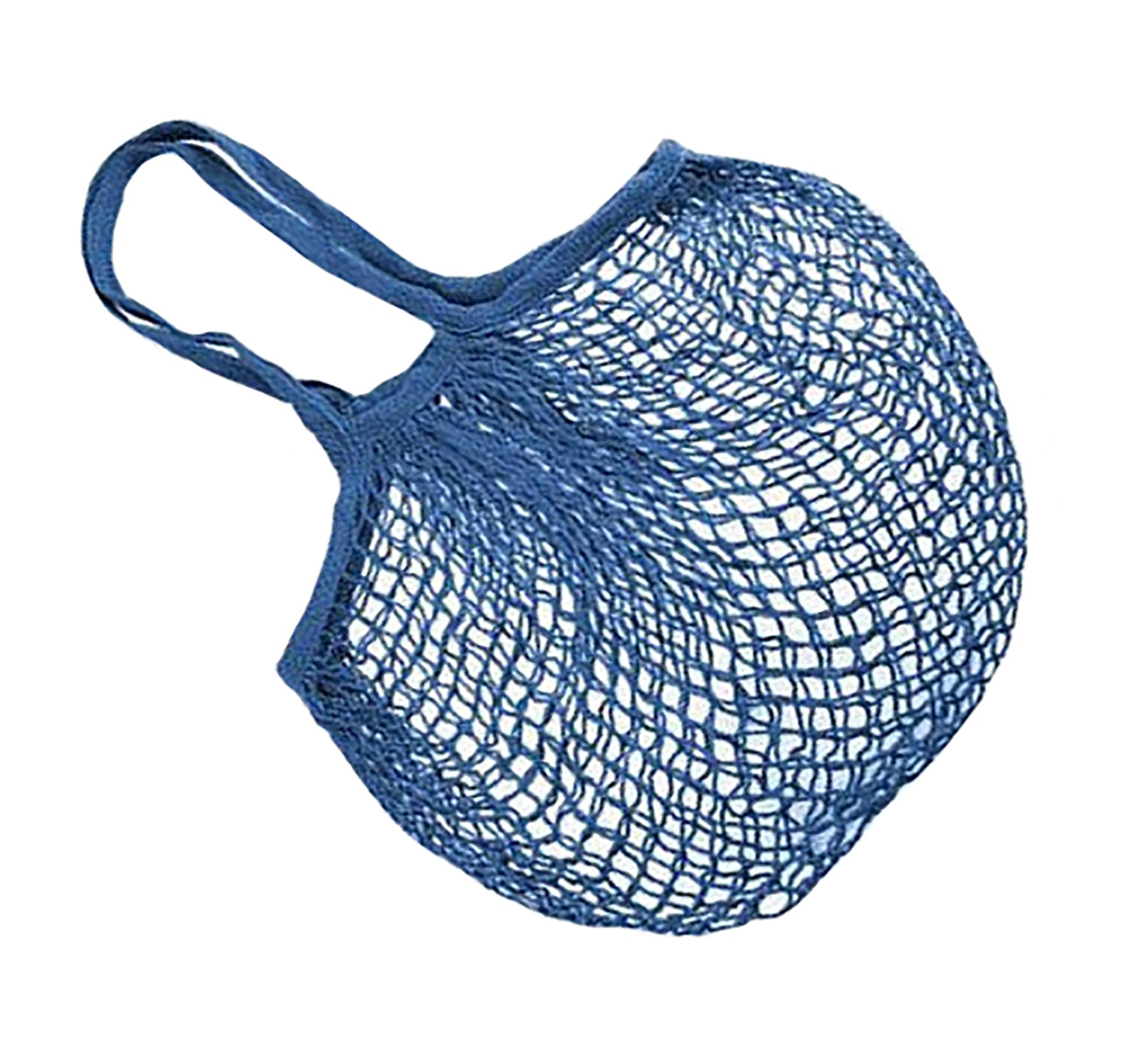 MSK Looms Eco Friendly Light Weight Cotton Net String Bag with Short Handle, Reusable Produce Bag for Fruits and Vegetable - Blue