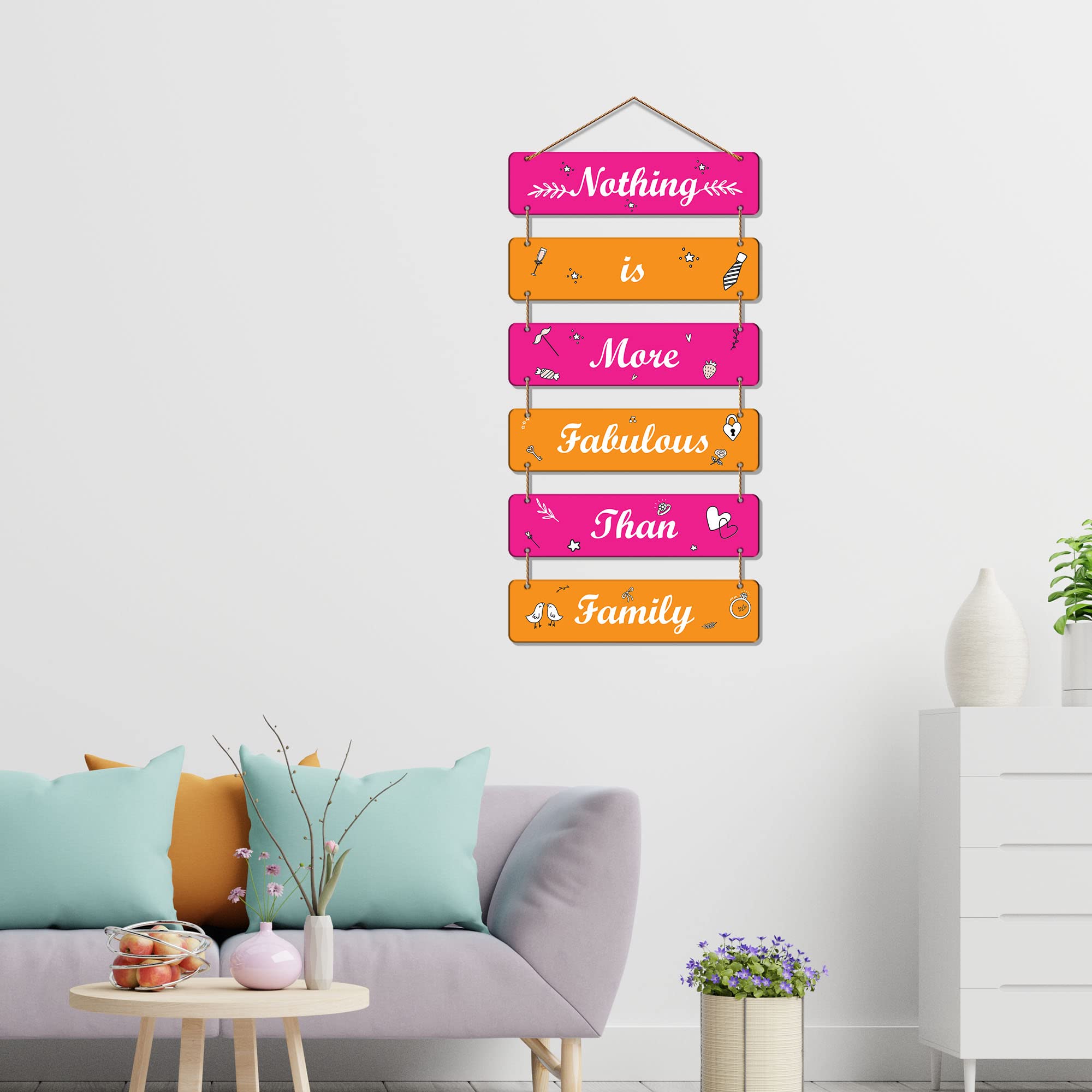 Artvibes Decorative Wall Hanging Wooden Art Decoration item for Living Room | Bedroom | Home Decor | Gifts | Quotes Decor Item | Wall Art For Hall | Mdf Wall Decoration, Set of 6 (WH_3213NR)