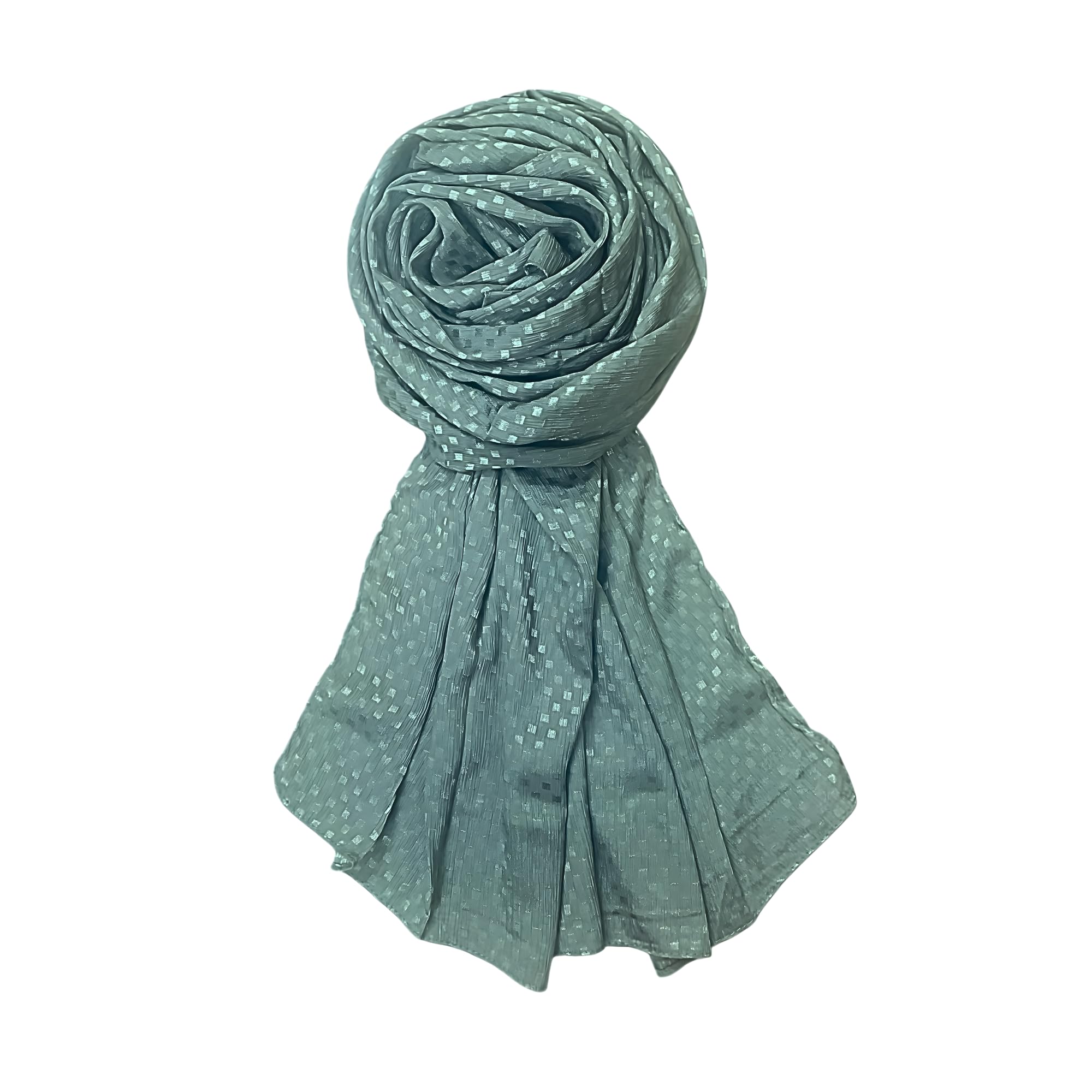 FAHABO Scarf Woman Premium Self-Woven Satin Silk Scarves | Hijab Scarf | Headscarf | Neck Scarf | Stoles | Wraps (Arsenic Grey)