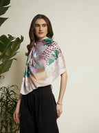 Ravaiyaa - Attitude is everything Women Silk Digital Print Large Square Scarf Breathable Lightweight Neckerchief Printed Headscarf 40 x 40 Inch (Peach Tiger & Panther)