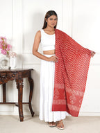 Gutthi Women's Cotton Stoles | Scarf Lightweight & Comfortable for All Seasons, (100X180 CM) (Red)