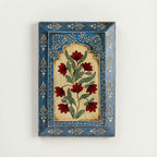 ATRANGI STUDIO Handpainted Wooden Wall Frame | Rajasthani Traditional Craft | Decorative Floral Wall Hanging Art for Living room, Bedroom, Office | 12×8 Inch, Blue