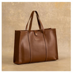 Urban Space Vegan Leather Women Tote Bag with Laptop compartment, Handbag for Work, Ladies purse, Stylish Shoulder Bag, Laptop ipad Bags For Office Use, Gift for Women (Luna Tote Dark Tan)