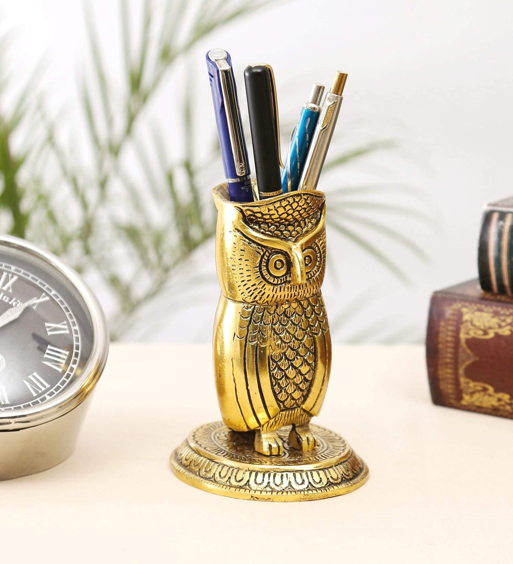 KridayKraft Metal Owl Shape Beautiful Pen Stand/Holder Decorative for Home, Office & Table Gift for have House Warming, Birthday...