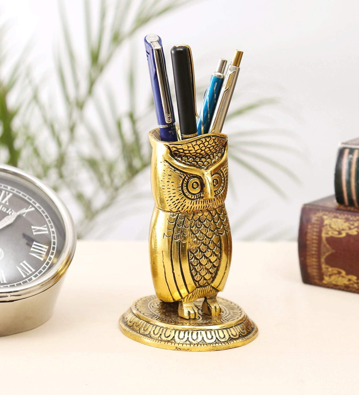 KridayKraft Metal Owl Shape Beautiful Pen Stand/Holder Decorative for Home, Office & Table Gift for have House Warming, Birthday...