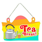 Artvibes Tea Break Printed Wooden Wall Hanging for Living Room | Quotes Decor Item | Printed Wall Decoration | Wall Illustrations | Graphic Print Artwork | Unique Gift | Cafe Decor(WH_3702NN)