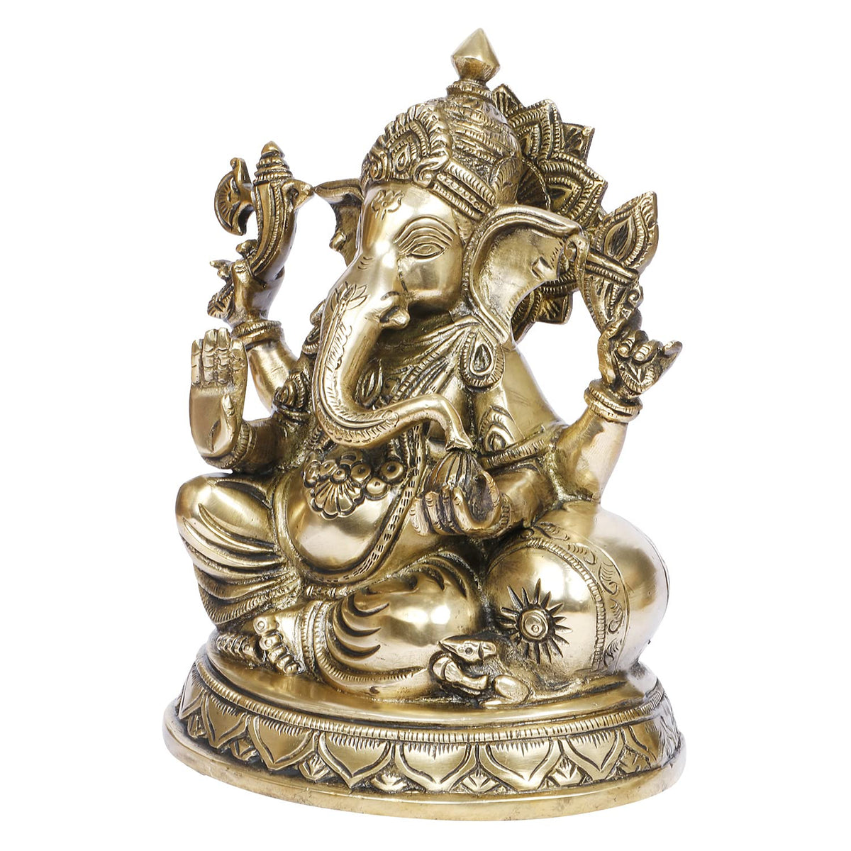 ARTVARKO Lord Ganesh Murti Ganesha Idol Ganpati Bhagwan Brass Statue for Home Entrance Good Luck Vastu Decoration Showpiece and Gift Height 9 Inches.