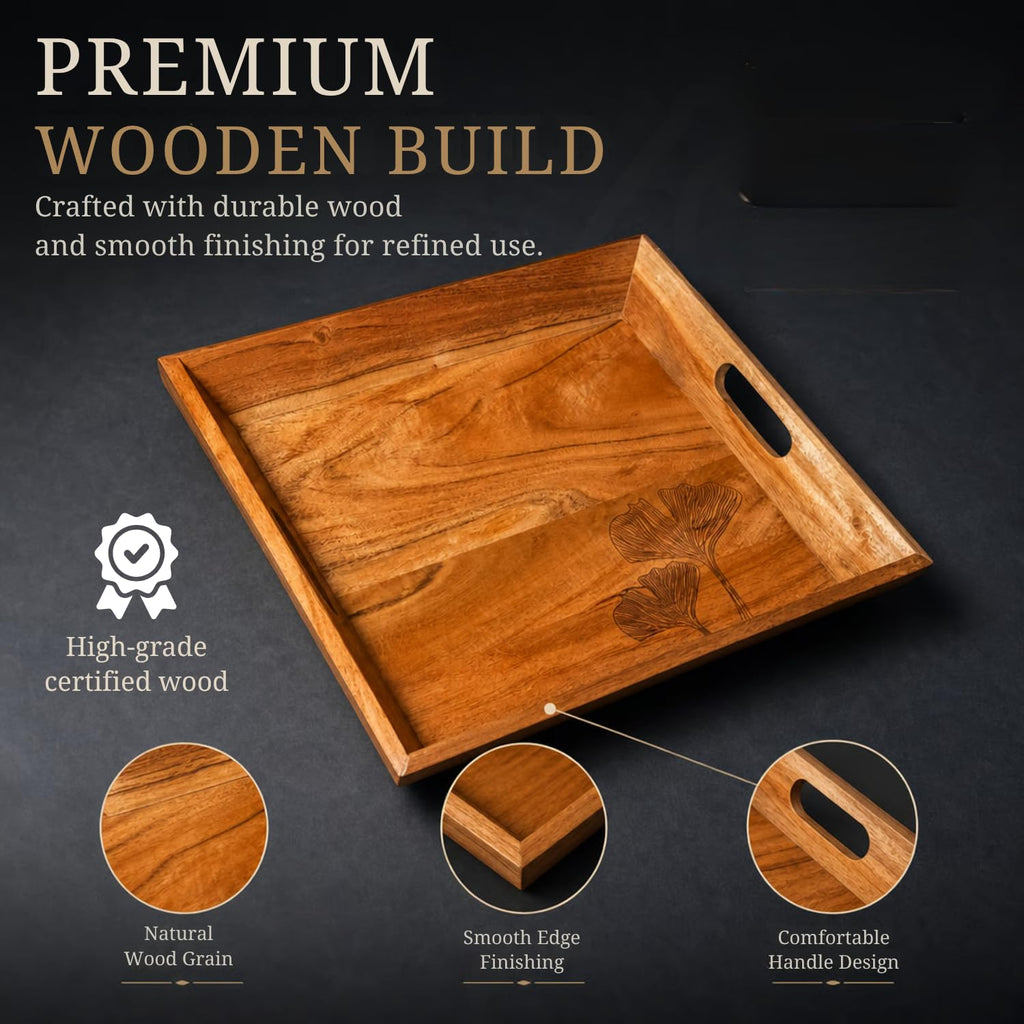 The Sanctum Handcrafted Hand-Painted Print Serving Tray | Premium Wooden Entertaining Tray | Decorative Home Décor Accessory | Part of Six-Piece Artisan Collection