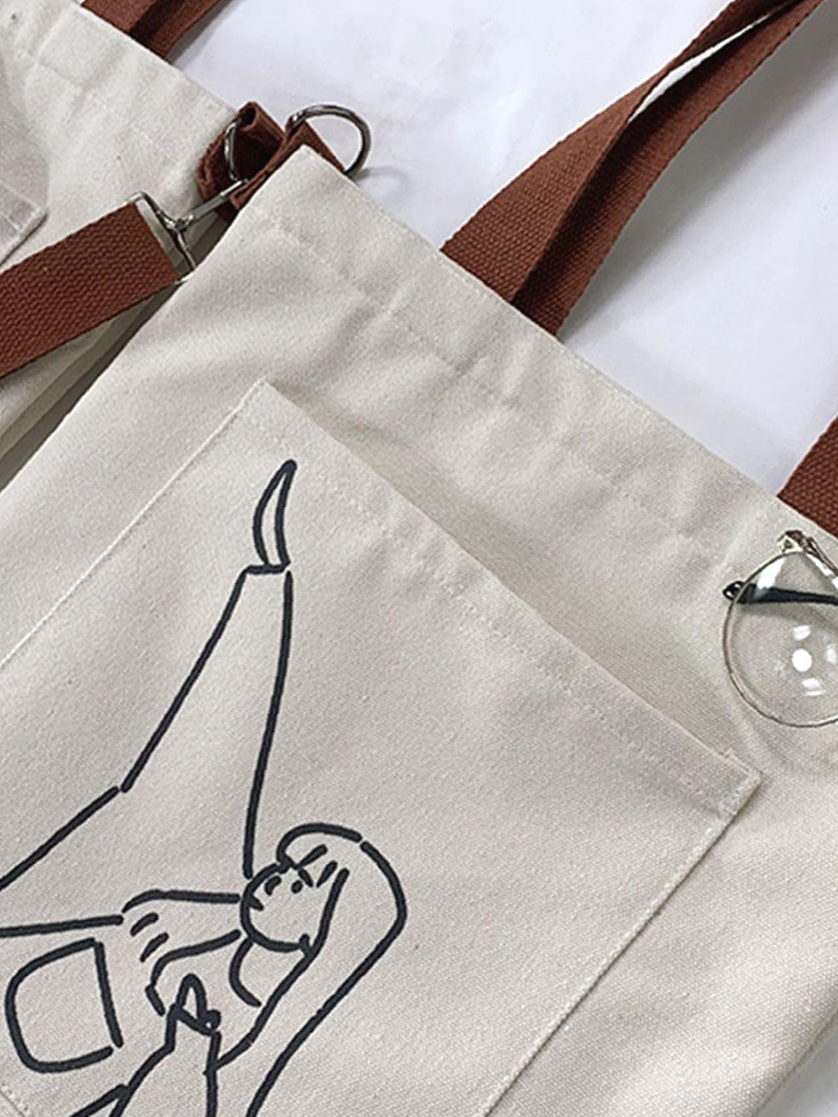 Aurbuy Cotton Tote Bags for Women, College Bag for girls With Inner & Outer Pockets, Utility Tote bags for Shopping, Travel & Daily use (Bag-Cream-Print-Girl-With-Handstyle)