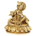 Svarup Brass Shri Krishna Idol with Cow Kishan Bhagwan Murti Lord Krishna Cow Statue with Flute Big Size Height 8.5 Inch Weight 3.3 Kg Color Gold