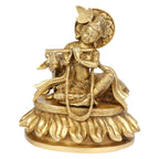 Svarup Brass Shri Krishna Idol with Cow Kishan Bhagwan Murti Lord Krishna Cow Statue with Flute Big Size Height 8.5 Inch Weight 3.3 Kg Color Gold