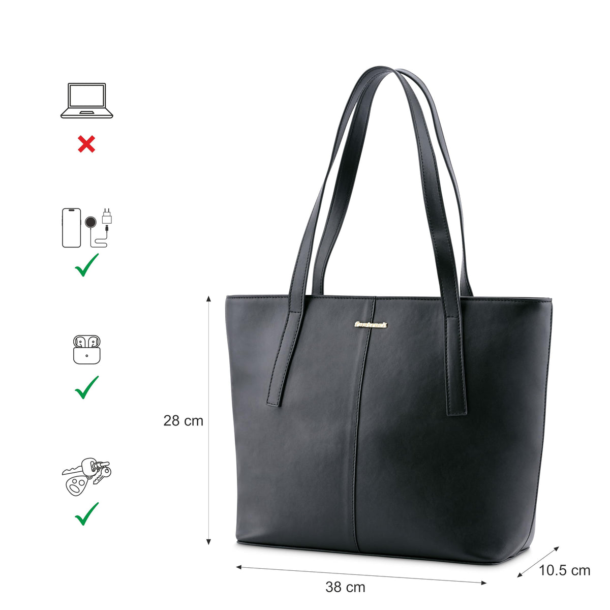 Fastrack Oversized Structured Laptop Tote Bag for Women, Girls and Ladies | Fits Upto 14 Laptop | Handbag for Casual Carry | Office and College Totes