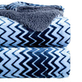 BSB HOME® Premium Micromink Winter/Mild Winter AC Blanket Sherpa Super Soft/Warm Flannel Jacquard Plush/Printed, Dark Blue & Grey, Size 220 x 230 Cms (Approx 7.6 x 7 ft) (Double), Skin Friendly Kafalo