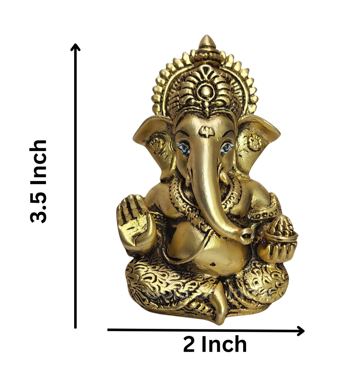 Gold Art India Ganesha Idol | Ganesh Statue for Home Decor | Ganesha murti for Office Desk, & Ganpati Idol for Car Dashboard | Unique Wedding & Birthday Gift (Gold Antique 3.5)