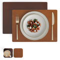 Encasa XO Leather Dining Table Mats, Heat & Stain Resistant Brown & Tan Kafalo