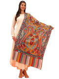 Pashmoda Women Rangdil 100% Pure Wool Fabric Kalamkari Embroidered Stole, Shawl and Wrap, Sustainable and Natural Fabric, Heritage Kashmiri Pashmina (Size 28x80 Inches) Mustard Colour