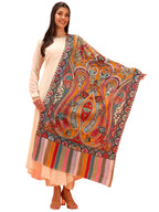 Pashmoda Women Rangdil 100% Pure Wool Fabric Kalamkari Embroidered Stole, Shawl and Wrap, Sustainable and Natural Fabric, Heritage Kashmiri Pashmina (Size 28x80 Inches) Mustard Colour