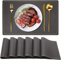 Maharsh Leather Placemats for Dining Table, Waterproof Heat Resistant Easy to Clean Non-Slip Wipeable PU Leather Place Mats Indoor, Washable Kitchen Table Mats (Gray, 2) Kafalo