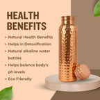 Metallix Copper Water Bottle 1 Ltr | Copper Bottle for Men & Women | 100% Pure Copper | BPA Free & Leak Proof | Easy to Carry | Suitable for Yoga, School & Office (Hammered)