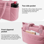 Puffer Tote Bag for Women Quilted Nurse Bag Lightweight Work Bag for Teacher Travel Handbag with Multiple Pockets